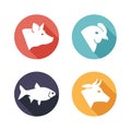 Meat animals icons. Flat style