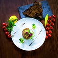 Meat antipasti on a table with decoration