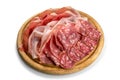 Meat appetizer platter with sausage, prosciutto, ham and salami Royalty Free Stock Photo