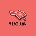 Meat bali cartoon logo design template