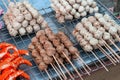 Meat ball Asian food in Thailand night street market. Ball made by pork, chicken and shrimp Royalty Free Stock Photo