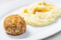 meat ball with cheese served with mashed potatoes Royalty Free Stock Photo