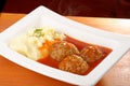 Meat ball and mashed potato Royalty Free Stock Photo