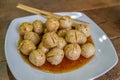 meat ball with spicy sauce