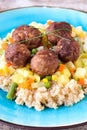 Meat balls and couscous with vegetables