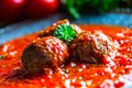 Meat balls. Italian and Mediterranean cuisine. Meat balls with s Royalty Free Stock Photo