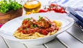 Meat balls. Italian and Mediterranean cuisine. Meat balls with s