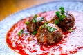 Meat balls. Italian and Mediterranean cuisine. Meat balls with s Royalty Free Stock Photo