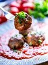 Meat balls. Italian and Mediterranean cuisine. Meat balls with s Royalty Free Stock Photo