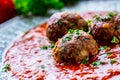 Meat balls. Italian and Mediterranean cuisine. Meat balls with s Royalty Free Stock Photo