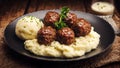 Meat balls and mashed potato, traditional swedish meal Royalty Free Stock Photo