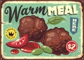 Meat balls vintage restaurant menu sign