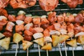 Meat on barbecue grill ready for a barbeque party Royalty Free Stock Photo