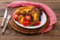 Meat barbeque with vegetables and spices Royalty Free Stock Photo