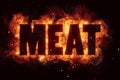 Meat bbq grill Party text on fire flames explosion Royalty Free Stock Photo