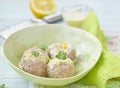 Meat bolls with lemon sauce Royalty Free Stock Photo