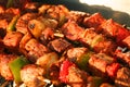 Meat Brochettes in detail on a Barbecue Royalty Free Stock Photo