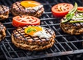 Meat burger on the grill