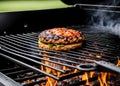 Meat burger on the grill