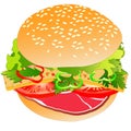 Meat burger, , vector