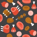 Meat butchery theme Seamless pattern for wrapping paper gift, ba