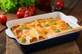 Meat cannelloni sauce bechamel. Royalty Free Stock Photo