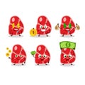 Meat cartoon character with cute emoticon bring money