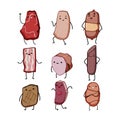 meat character set cartoon vector illustration