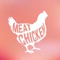 Meat Chicken silhouette with text inside on blur