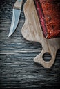 Meat chopping board knife top view