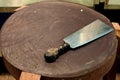 Meat cleaver butchers cutting board Royalty Free Stock Photo