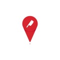 Meat cleaver knife butcher shop pin poin icon logo for map location vector