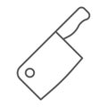 Meat cleaver knife thin line icon, kitchen cooking