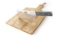 Meat cleaver and wood chopping board. 3d