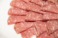 Meat coldcut texture closeup background Royalty Free Stock Photo