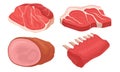Meat Collection, Different Fresh Cuts of Meat Gastronomic Products Vector Illustration Royalty Free Stock Photo