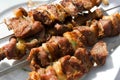 Meat cooked on fire (shashlik)