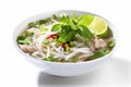traditional bowl diet noodle background food soup broth white asian dish. Generative AI.