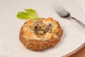 Meat cutlet with onions mushrooms and cheese Royalty Free Stock Photo