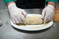 Meat cutlet roll stuffed with mozzarella cheese and mushrooms Royalty Free Stock Photo