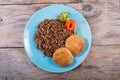 Meat cutlets with buckwheat Royalty Free Stock Photo