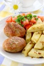 Meat cutlets with potato dumplings