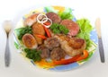Meat cutlets and small sausages