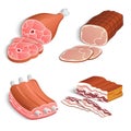 Meat decorative icons set