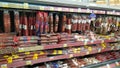 Meat delicacies on sale in the supermarket during the coronavirus epidemic