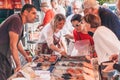 Meat delicacies and snacks trade is a traditional farmers market