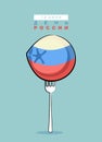 Meat dumpling in color Russian flag on a fork. Favorite food Rus