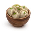 Meat dumplings, homemade russian pelmeni isolated on white background