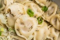 Meat dumplings - russian pelmeni, ravioli with meat Royalty Free Stock Photo