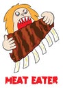Meat eater lover carnivore funny cartoon Royalty Free Stock Photo